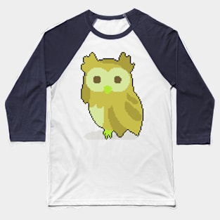 Wise Whispers: Pixel Art Owl Design for Trendy Fashio Baseball T-Shirt